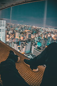 city, landscape, person, lights thumbnail