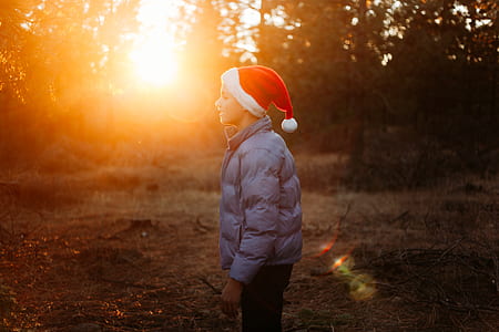 boy standing near trees thumbnail