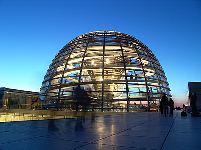 dome gray metal building at night thumbnail