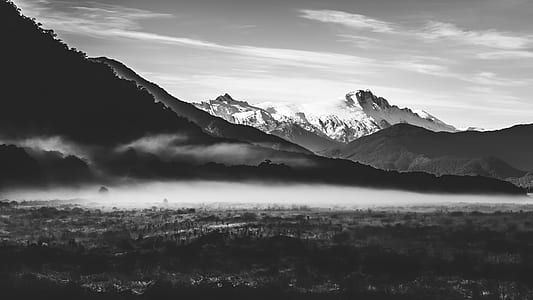 grayscale photography of mountain thumbnail