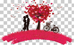 Falling in love Romance Significant other Feeling, Tanabata romantic love stickers, couple near tree painting PNG clipart