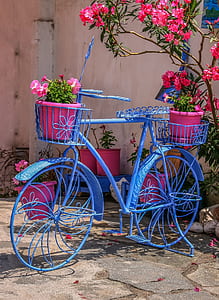blue bicycle themed flower holder thumbnail