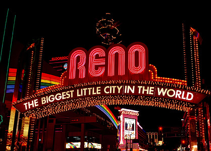 Reno The Biggest Little City In The World sign during night time thumbnail