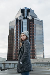 women's gray trench coat thumbnail