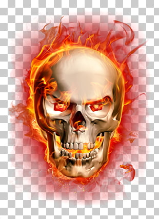 Flame Fire Combustion, Flame Skull, flaming skull illustration PNG clipart