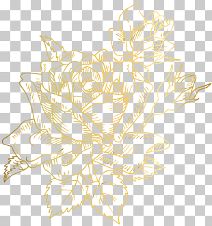 Floral design Text Cut flowers Illustration, Gold Deco Rose , gold-colored rose flower illustration PNG clipart