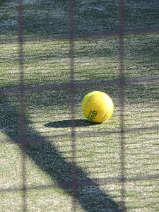 yellow Wilson tennis ball on green grass thumbnail