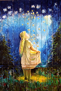 woman releasing fireflies painting thumbnail