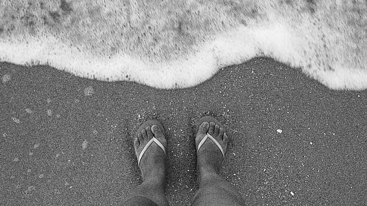 grayscale of person wearing slipper thumbnail
