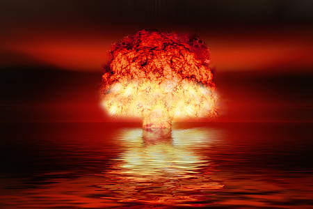 bomb explosion on body of water at night thumbnail