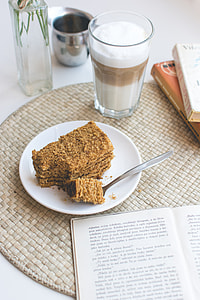 Traditional Czech honey cake with caffe latte thumbnail