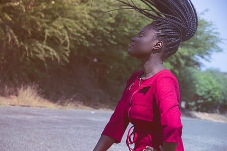 woman in red long-sleeved top thumbnail