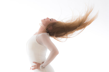 woman wearing white illusion sleeve maxi dress thumbnail