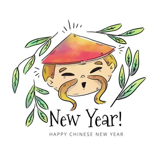 Cute Chinese Boy Head With Leaves And Hat To Chinese New Year Svg Ai Eps File Free Graphics Uihere