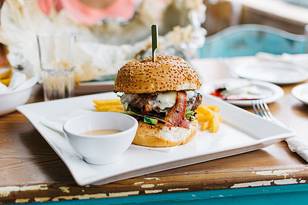 Juicy Burger in a Vibrant Interior thumbnail