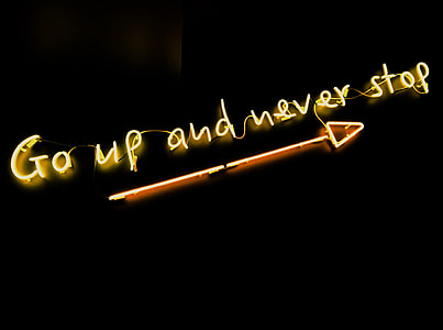 yellow Go up and never stop neon signage thumbnail