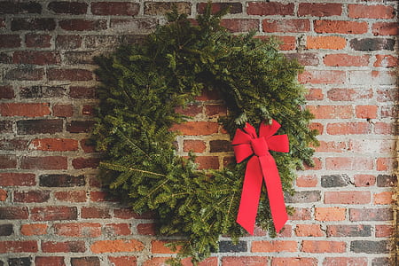 artificial fir wreath on wall thumbnail