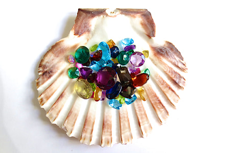 flat lay photography of rhinestones on top of clam shell thumbnail