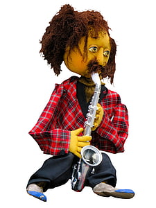 man playing silver saxophone plush toy thumbnail