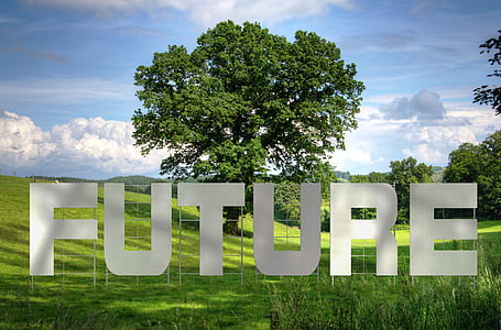 white Future freestanding letters near green leafed tree thumbnail
