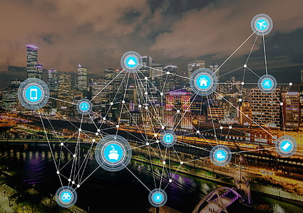 Internet of Things - Communication Mesh over Cityscape thumbnail