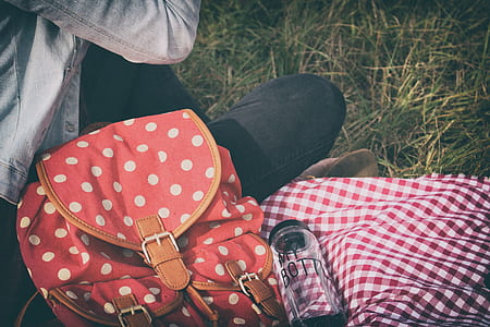 Woman's Red With Polka Dot Print Backpack thumbnail