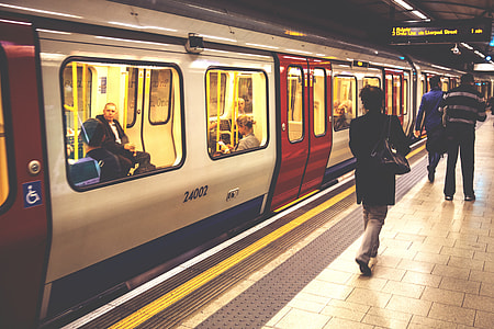 People walking along the platform on the London Underground thumbnail