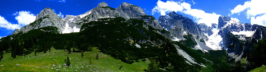landscape photography of green mountains thumbnail