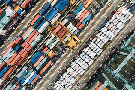 aerial photography of cargo trailers thumbnail