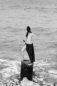 grayscale photography of half naked woman thumbnail