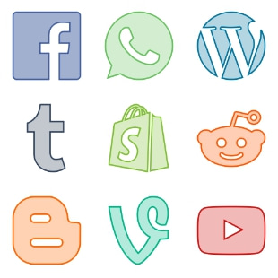 Social Line Transparent svg vector icon sets