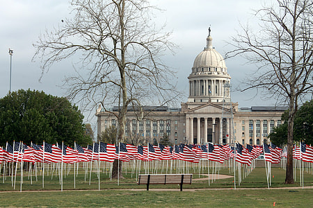 Flags for Children in front of the Capital building in Oklahoma City thumbnail
