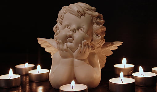 angel ceramic figurine with tealight candles thumbnail