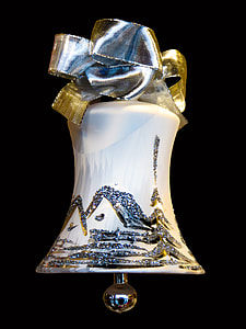 white and silver mountain glitter bell with bow thumbnail