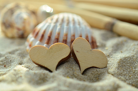 two heart wood on gray sand thumbnail