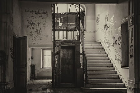 grayscale photography of stairway thumbnail