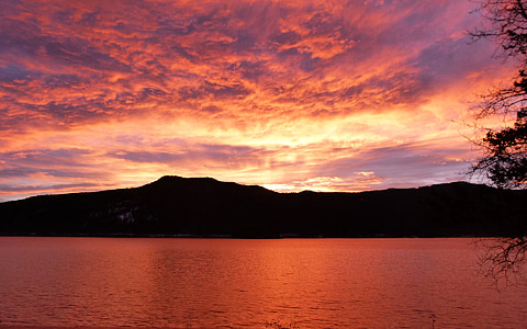 silhouette of a mountain during dawn thumbnail