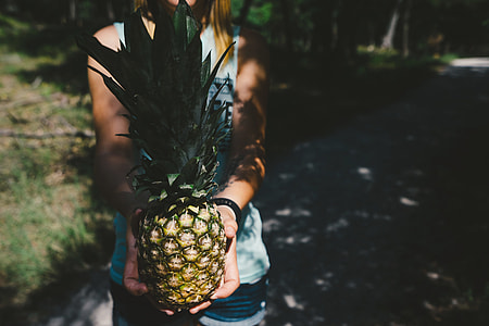 person holding ripe pineapple fruit thumbnail