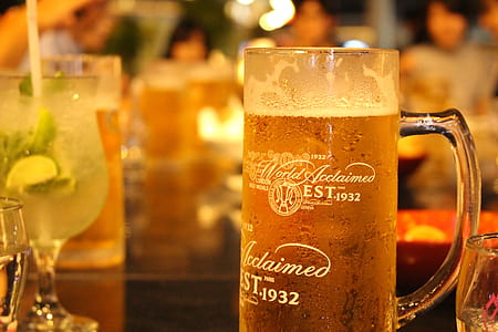 beverage inside clear glass beer mug thumbnail