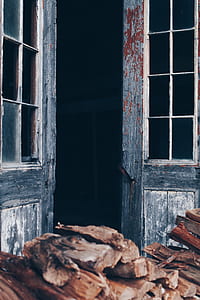 selective focus photography of firewoods beside door thumbnail