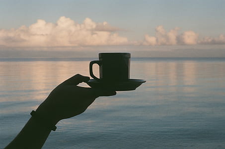 person holding cup and saucer thumbnail