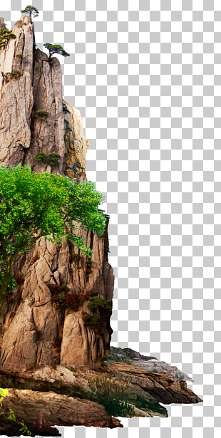 Mountain 3D modeling, mountain peak, brown mountain with plant PNG clipart