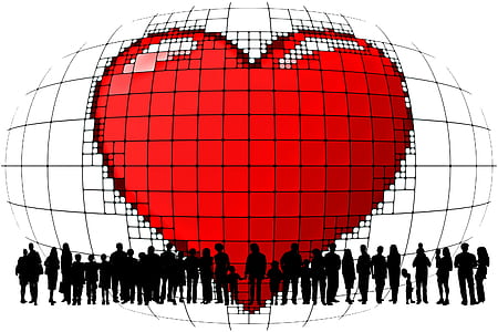 silhouette of people with red heart background thumbnail