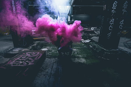 pink smoke inside dimmed room thumbnail