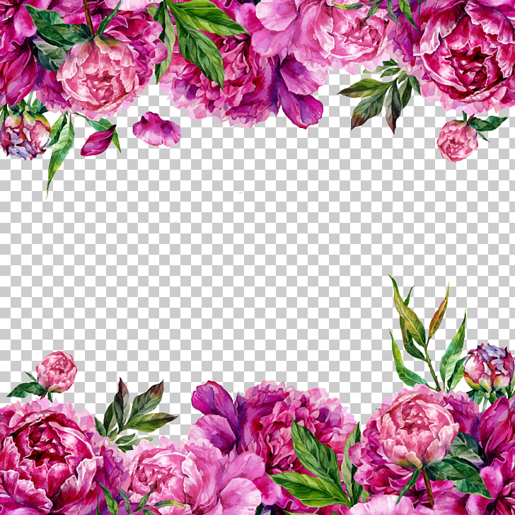 Wedding invitation Flower Greeting card Peony, Flowers Border, pink peony border PNG clipart