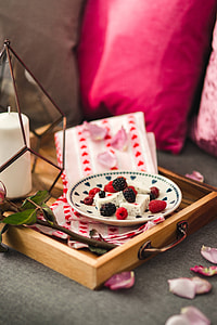 Summer berries with a sweet dessert on a plate in a drawer thumbnail