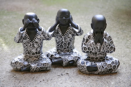 three wise monks figurine thumbnail