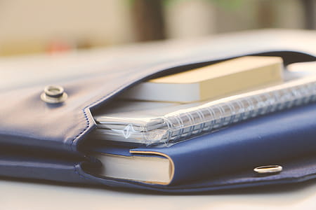 Spiral Notebook on Blue Leather Pouch thumbnail