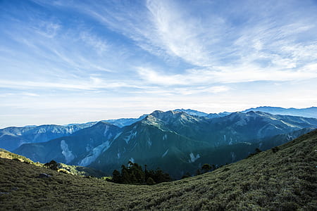 Landscape Photograph of Mountains Under Blue Cloudy Sky thumbnail