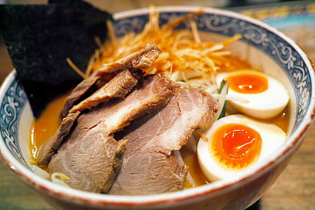 meat with egg and noodles on bowl thumbnail